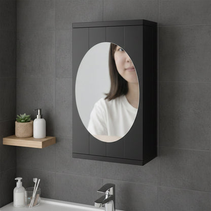 Modern black bathroom rotating organizer cabinet with multiple shelves