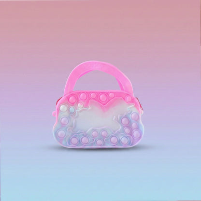 Portable pop it fidget toy purse with handle for easy carrying
