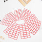 Multipurpose blank label sticker sheets featuring bold red borders for clear organization