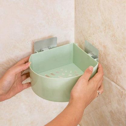 Wall holder rack installed in a bathroom, neatly holding everyday items.