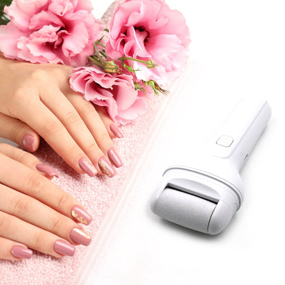 AuriGlam Electric Foot File with multiple roller heads for callus removal