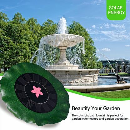 Decorative floating solar water pump installed in garden fountain