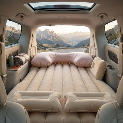 Car travel air bed with pump and supporting cushions