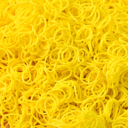 Close-up of durable elastic rubber bands in bright orange