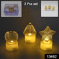 Close-up of a flameless LED candle with a realistic flickering flame effect.
