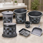 Complete 7-piece plastic bathroom set in coffee brown, featuring tub, bucket, and essential accessories.