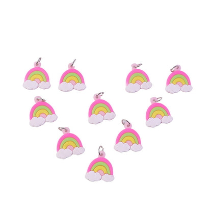 Rainbow cloud keychain attached to bag for decorative look