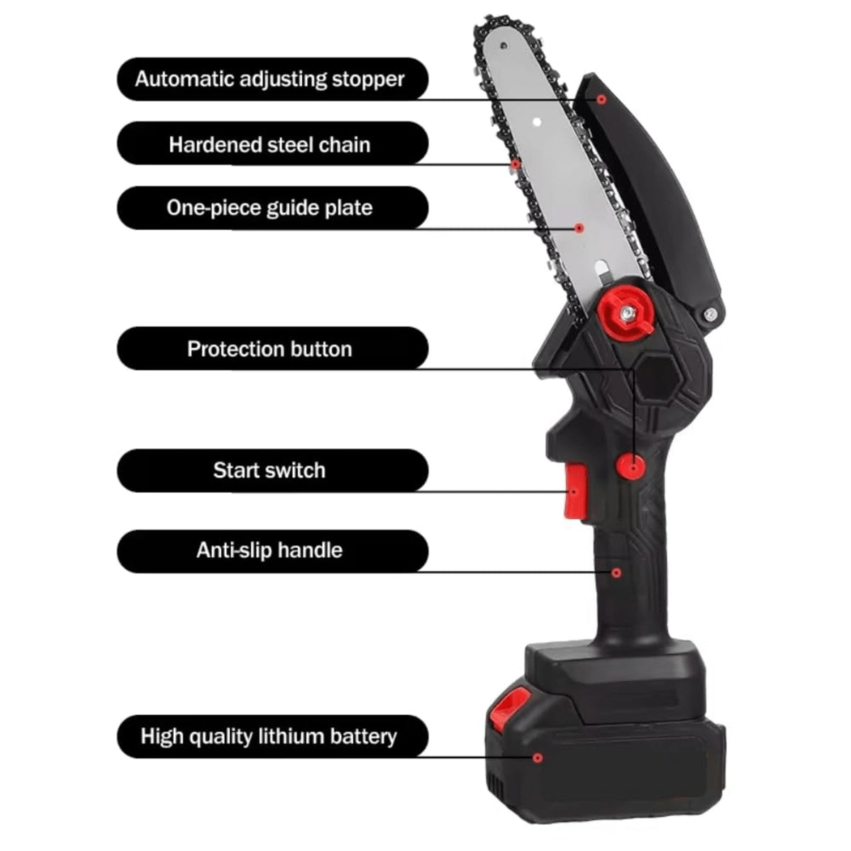 Cordless rechargeable mini electric chainsaw with sharp cutting chain