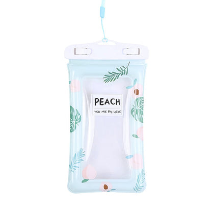 Floating waterproof mobile case in peach color ideal for water activities