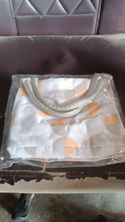 Insulated lunch bag displayed in a casual setting, emphasizing its practical design.