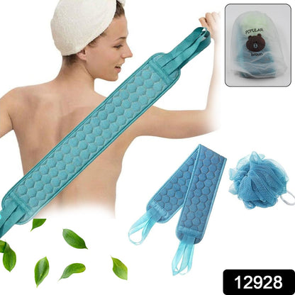 Close-up of the dual-sided loofah sponge, perfect for gentle body exfoliation.