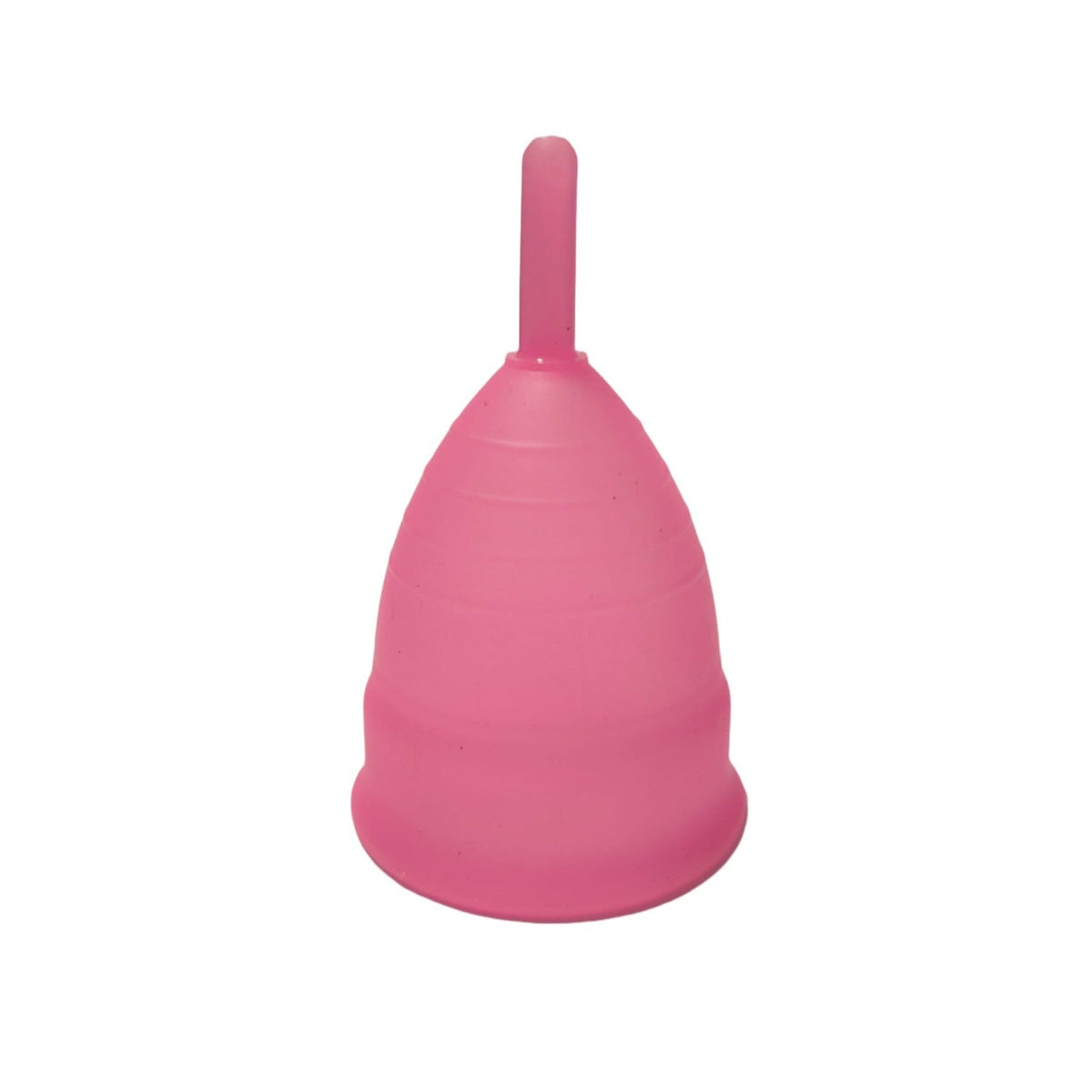 Close-up of a silicone reusable menstrual cup, highlighting its design.